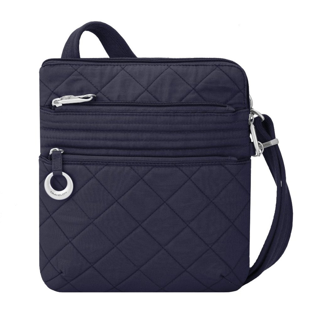 NWT Travelon Navy Boho Anti-Theft Slim Bag/Purse